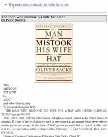 The man who mistook his wife for a hat